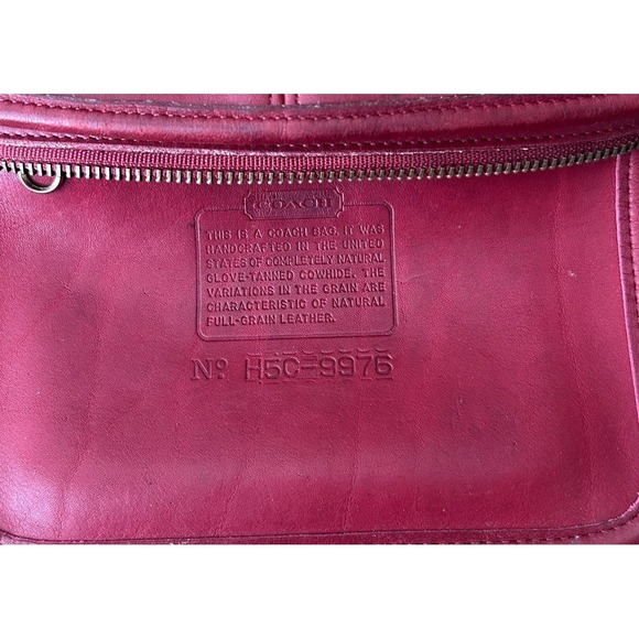 COACH 9976 Vintage Old Red Leather Hobo Shoulder Bag USA Money Western 90's Med - Picture 5 of 16